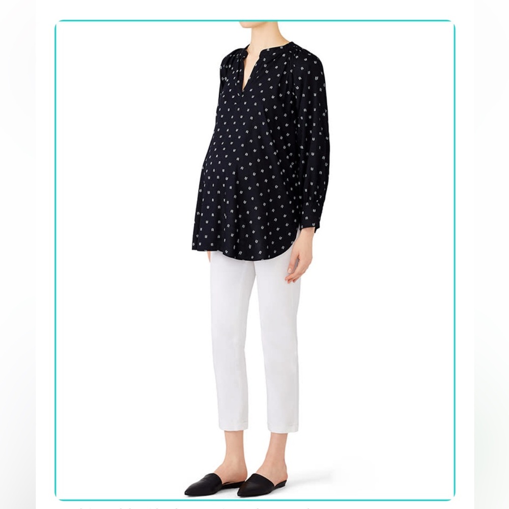 Ingrid & Isabel Black Printed Maternity Top Large pregnancy shirt